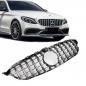 Preview: Grill Sport Kühlergrill mit 360° Kamera für Mercedes W205 S205 C205 Panamericana GT C63 AMG OPTIK Chrom Schwarz / Vorfacelift