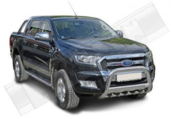 Frontschutzbügel mit Unterfahrschutz 89 mm Ford Ranger (2016 - 2018) (aus Edelstahl) inkl. CH Gutachten