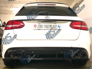 Mercedes-Benz C-Klasse W205 C63 AMG Look Diffusor + Blenden Schwarz Night Paket