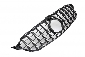 Grill Sport Kühlergrill mit 360° Kamera für Mercedes W205 S205 C205 Panamericana GT C63 AMG OPTIK Chrom Schwarz / Facelift