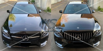 Grill Sport Kühlergrill mit 360° Kamera für Mercedes W205 S205 C205 Panamericana GT C63 AMG OPTIK Chrom Schwarz / Vorfacelift
