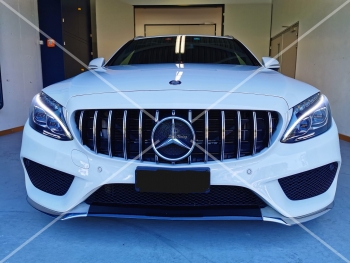 Grill Sport Kühlergrill ohne 360° Kamera für Mercedes W205 S205 C205 Panamericana GT C63 AMG OPTIK Chrom Schwarz / Facelift