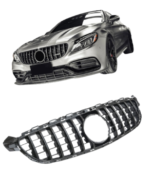 Kühlergrill Grill für MercedesA205 S205 C205 W205 C63 AMG PANAMERICANA (NUR C63 VORFACELIFT) Schwarz