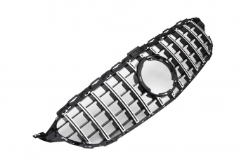 Grill Sport Kühlergrill ohne 360° Kamera für Mercedes W205 S205 C205 Panamericana GT C63 AMG OPTIK Chrom Schwarz / Facelift