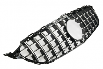 Grill Sport Kühlergrill ohne 360° Kamera für Mercedes W205 S205 C205 Panamericana GT C63 AMG OPTIK Chrom Schwarz / Vorfacelift