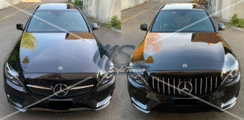 Grill Sport Kühlergrill mit 360° Kamera für Mercedes W205 S205 C205 Panamericana GT C63 AMG OPTIK Chrom Schwarz / Facelift
