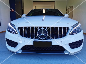 Grill Sport Kühlergrill ohne 360° Kamera für Mercedes W205 S205 C205 Panamericana GT C63 AMG OPTIK Chrom Schwarz / Vorfacelift