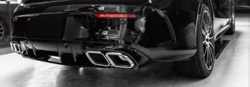 HECKDIFFUSOR + AUSPUFFBLENDEN (CHROM) IM C63 AMG OPTIK FÜR MERCEDES A205 C205 Coupe Cabrio