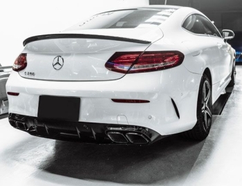 HECKDIFFUSOR + AUSPUFFBLENDEN (SCHWARZ) IM C63 AMG OPTIK FÜR MERCEDES A205 C205 Coupe Cabrio
